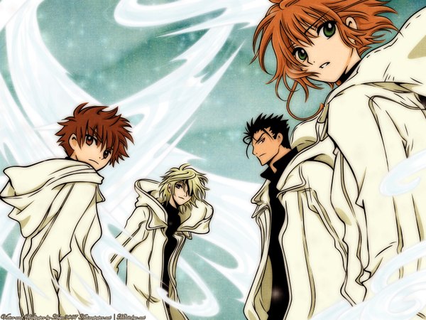 Anime picture 1600x1200 with tsubasa reservoir chronicle clamp sakura hime syaoran fay d flourite kurogane