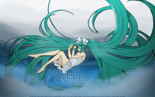 Anime picture 1920x1200 with vocaloid hatsune miku highres wide image green background girl