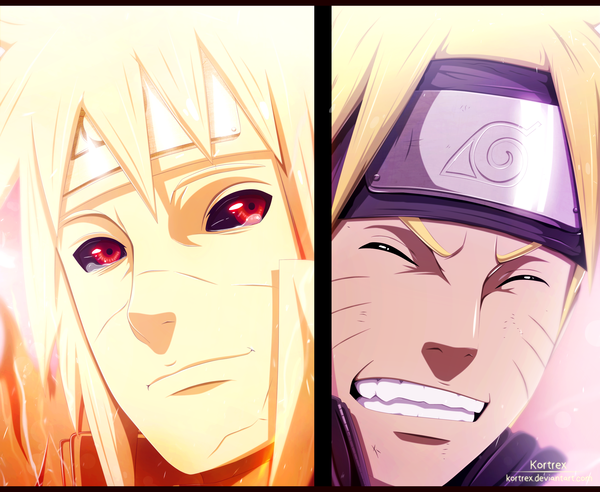 Anime picture 3024x2484 with naruto studio pierrot naruto (series) uzumaki naruto namikaze minato kortrex highres short hair blonde hair smile red eyes absurdres eyes closed tears grin coloring facial mark light letterboxed close-up