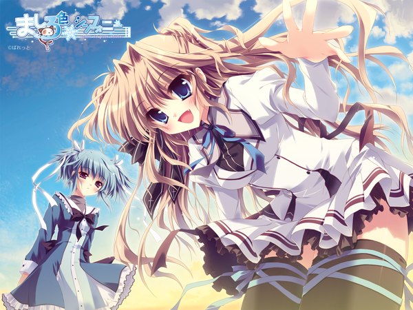 Anime picture 1600x1200 with mashiroiro symphony sena airi uryuu sakuno izumi tsubasu wallpaper thighhighs serafuku