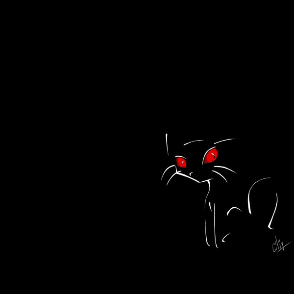 Anime picture 2048x2048 with tagme (artist) highres simple background red eyes signed black background no people silhouette blending cat mustache