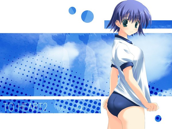 Anime picture 1024x768 with to heart 2 leaf (studio) tonami yuma looking at viewer short hair light smile bare legs