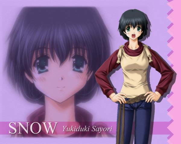Anime picture 1280x1024 with snow (game) studio mebius yukizuki sayori purple background tagme