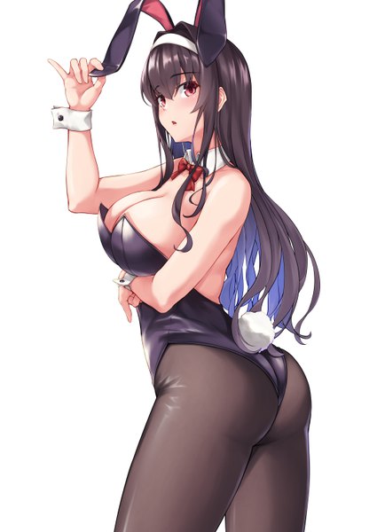 Anime picture 4299x6071 with saenai heroine no sodatekata a-1 pictures kasumigaoka utaha rebutsu single long hair tall image looking at viewer blush fringe highres breasts open mouth light erotic black hair simple background red eyes large breasts standing white background