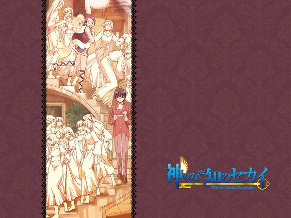 Anime picture 1024x768 with kami nomi zo shiru sekai elsea de lute irma katsuragi keima wakaki tamiki official art wallpaper