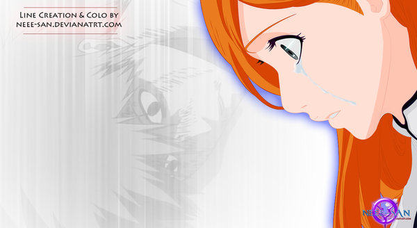 Anime picture 1280x701 with bleach studio pierrot kurosaki ichigo inoue orihime neee-san long hair wide image profile orange hair grey eyes tears coloring close-up face girl boy