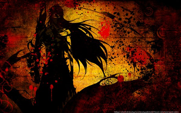 Anime-Bild 1920x1200 mit bleach studio pierrot kurosaki ichigo long hair highres black hair wide image silhouette spoilers boy blood mask