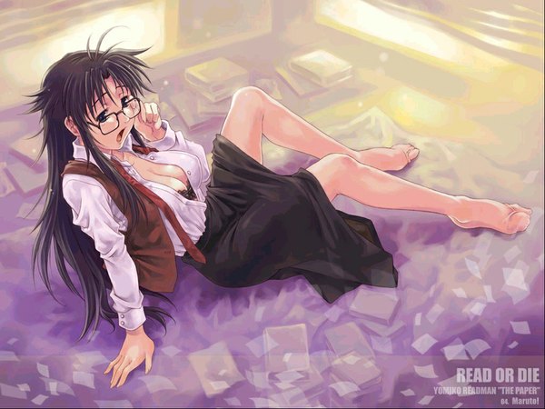 Anime picture 1024x768 with read or die j.c. staff yomiko readman maruto glasses book (books)