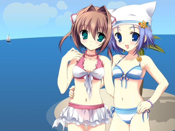 Anime picture 1280x960 with da capo da capo ii asakura yume amakase minatsu multiple girls girl 2 girls swimsuit bikini