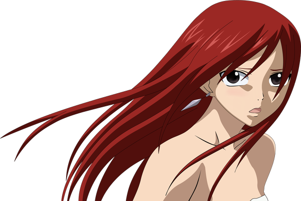 Anime picture 1878x1256 with fairy tail erza scarlet toyboj long hair highres open mouth red hair grey eyes transparent background girl earrings