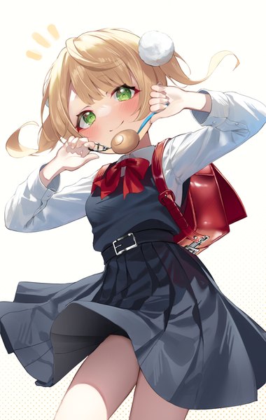 Anime picture 2283x3602 with virtual youtuber indie virtual youtuber shukusei!! loli-gami requiem shigure ui (vtuber) shigure ui (vtuber) (young) kerno single tall image looking at viewer blush highres short hair simple background blonde hair smile white background twintails green eyes short twintails girl