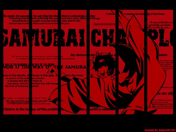 Anime picture 1600x1200 with cowboy bebop samurai champloo sunrise (studio) mugen (samurai champloo) black background red background