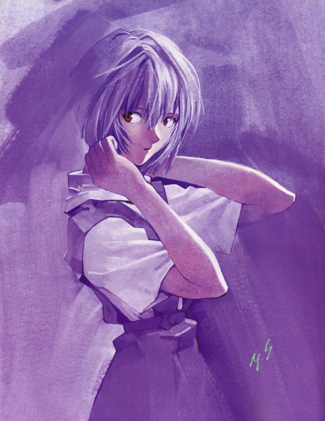 Anime picture 2312x2995 with neon genesis evangelion rebuild of evangelion evangelion: 2.0 you can (not) advance gainax ayanami rei single tall image highres short hair red eyes blue hair girl uniform school uniform