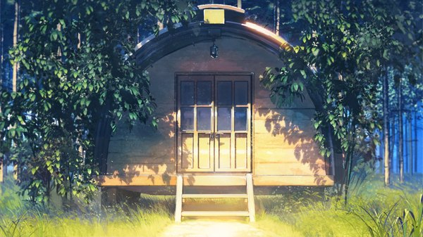 Anime picture 1920x1080 with everlasting summer iichan eroge arsenixc vvcephei highres wide image game cg sunlight wallpaper no people scenic collaboration camp plant (plants) tree (trees) building (buildings) grass door