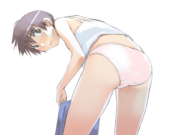 Anime picture 1398x1088 with takeda sun light erotic white background underwear only underwear panties
