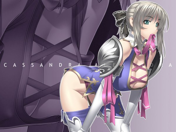 Anime picture 1024x768 with soulcalibur cassandra alexandra kansuke breasts light erotic blonde hair cleavage