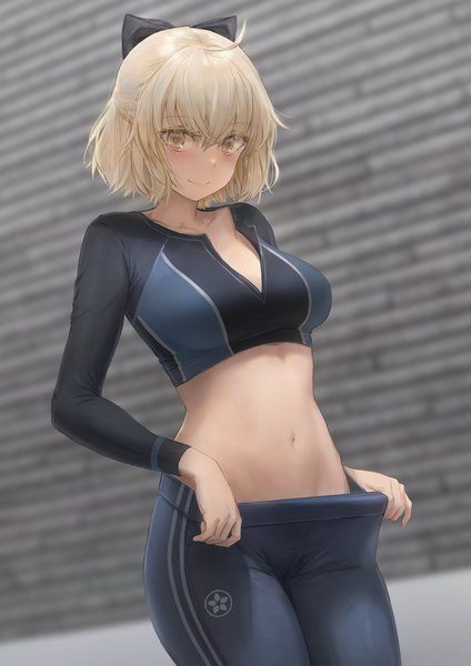 Anime picture 2896x4096 with fate (series) fate/grand order okita souji (fate) (all) okita souji (koha-ace) free style (yohan1754) single tall image looking at viewer blush fringe highres short hair breasts blonde hair smile hair between eyes standing yellow eyes ahoge long sleeves