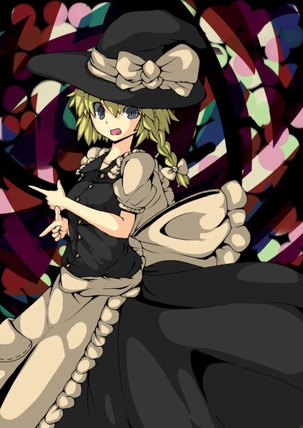 Anime picture 2480x3507 with touhou kirisame marisa gamuo single tall image highres short hair open mouth blonde hair grey eyes girl dress witch hat