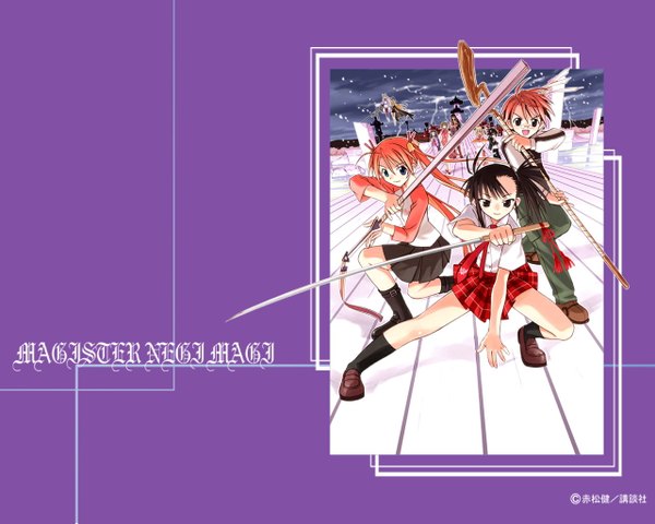 Anime picture 1280x1024 with mahou sensei negima! kagurazaka asuna sakurazaki setsuna negi springfield tagme