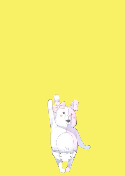 Anime picture 1240x1754 with dangan ronpa super dangan ronpa 2 monomi haruba negi single tall image simple background standing yellow background bow animal toy stuffed animal bunny