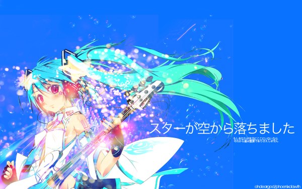 Anime picture 1280x800 with vocaloid hatsune miku wide image girl guitar