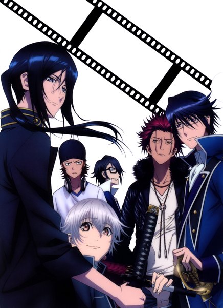 Anime picture 5100x7019 with k-project gohands (studio) mikoto suoh fushimi saruhiko misaki yata munakata reishi yashiro isana yatogami kuroh long hair tall image looking at viewer highres short hair blue eyes black hair yellow eyes blue hair absurdres silver hair white hair