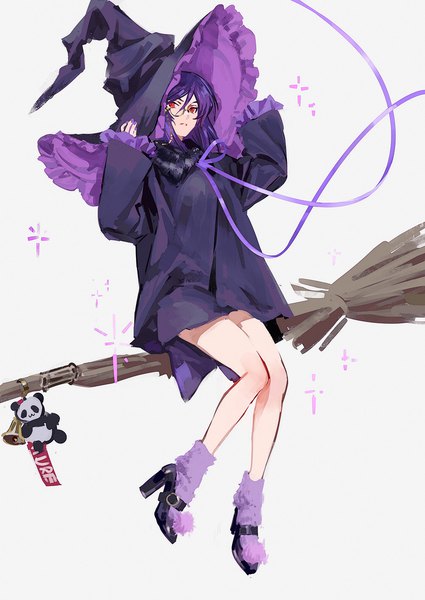 Anime picture 1000x1412 with mobile suit gundam mobile suit gundam 00 sunrise (studio) tieria erde huangdanlan single tall image looking at viewer fringe short hair simple background hair between eyes red eyes white background holding purple hair full body bent knee (knees) long sleeves nail polish