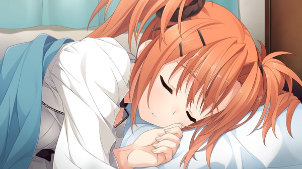 Anime picture 1920x1080 with imouto no katachi sumeragi ayaka long hair highres wide image twintails game cg eyes closed orange hair girl