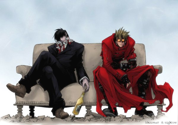 Anime picture 1584x1113 with trigun vash the stampede nicholas d. wolfwood tagme