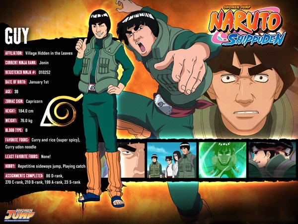 Anime picture 1600x1200 with naruto studio pierrot naruto (series) hyuuga neji tenten rock lee might guy short hair open mouth black hair one eye closed wink black eyes inscription grin boy jacket