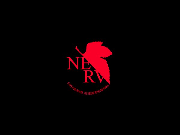 Anime picture 1600x1200 with neon genesis evangelion gainax black background logo nerv