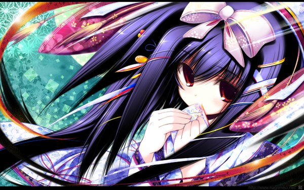 Anime picture 2560x1600 with nagomi highres red eyes wide image purple hair girl bow