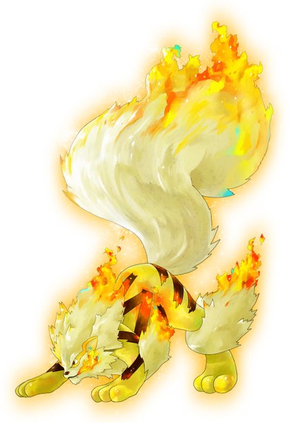 Anime picture 1000x1444 with pokemon nintendo arcanine mami (pixiv id43383) single tall image simple background white background no people gen 1 pokemon animal flame