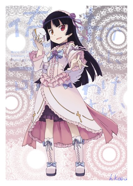 Anime picture 1181x1653 with ore no imouto ga konna ni kawaii wake ga nai rozen maiden gokou ruri hikaru (f4i) single long hair tall image black hair heterochromia goth-loli girl dress bow