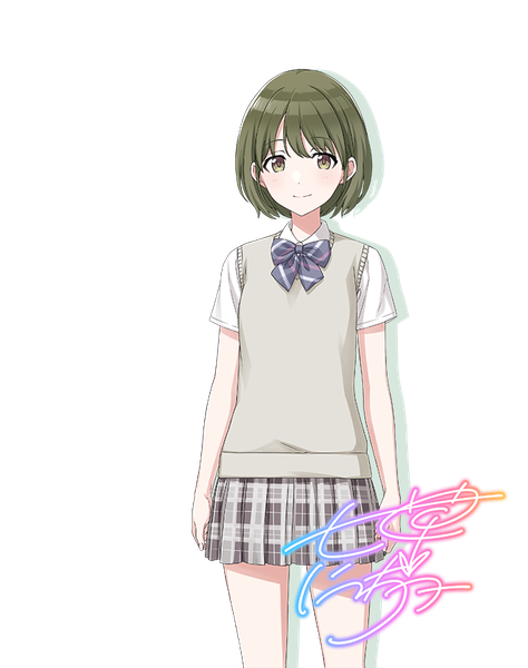 Anime picture 660x836 with idolmaster idolmaster shiny colors nanakusa nichika tomari (veryberry00) single tall image looking at viewer short hair smile standing green eyes pleated skirt green hair official art plaid skirt transparent background girl skirt uniform school uniform
