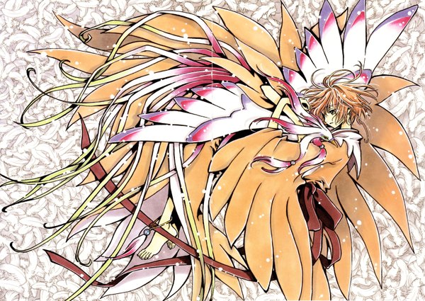 Anime picture 3100x2200 with tsubasa reservoir chronicle clamp sakura hime highres feather (feathers)