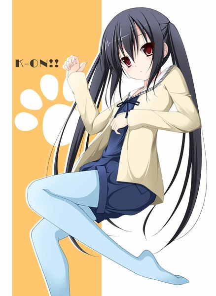Anime picture 730x1000 with k-on! kyoto animation nakano azusa tomosuke single long hair tall image black hair red eyes twintails girl dress pantyhose
