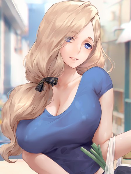 Anime picture 4500x6000 with fire emblem fire emblem: three houses nintendo mercedes von martritz chihunhentai single long hair tall image looking at viewer fringe highres breasts blue eyes light erotic blonde hair large breasts absurdres cleavage upper body indoors