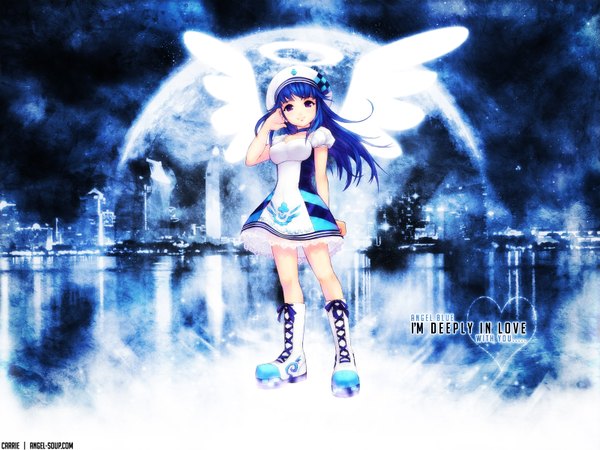 Anime picture 1600x1200 with pangya blue background wings tagme