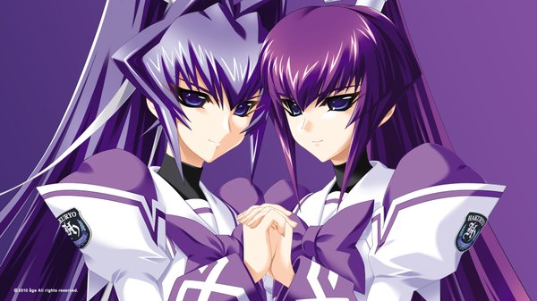 Anime picture 1920x1080 with muv-luv highres wide image purple eyes multiple girls purple hair girl 2 girls