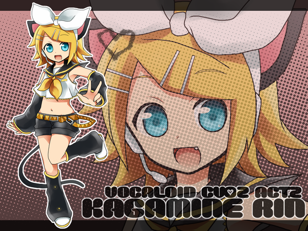 Anime picture 1024x768 with vocaloid kagamine rin cat girl zoom layer girl