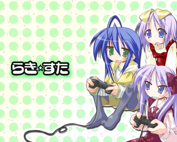 Anime picture 1280x1024 with lucky star kyoto animation izumi konata hiiragi kagami hiiragi tsukasa girl