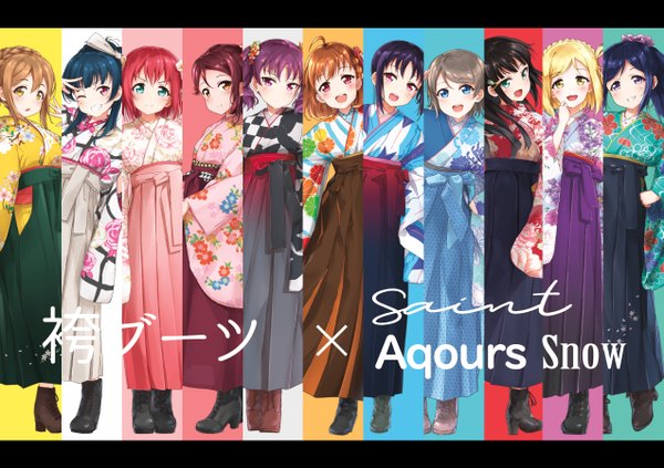 Anime picture 1274x900 with love live! sunshine!! sunrise (studio) love live! sakurauchi riko tsushima yoshiko watanabe you takami chika kurosawa ruby kurosawa dia matsuura kanan kunikida hanamaru ohara mari kazuno sarah kazuno leah suke (momijigari) long hair looking at viewer blush fringe short hair