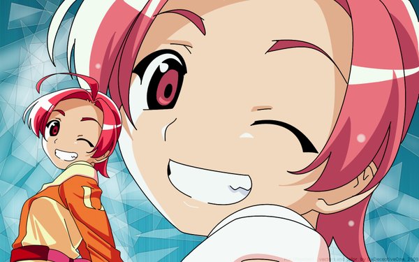 Anime picture 1680x1050 with popotan mai (popotan) wide image pink hair one eye closed wink