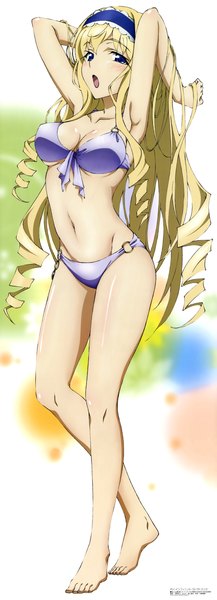 Anime picture 4403x12152 with infinite stratos 8bit cecilia orcott yasuno masato single long hair tall image blush highres open mouth blue eyes light erotic blonde hair absurdres drill hair incredibly absurdres girl navel swimsuit bikini
