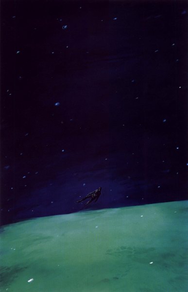 Anime picture 1024x1588 with blame! killy nihei tsutomu single tall image night sky flying boy star (stars)