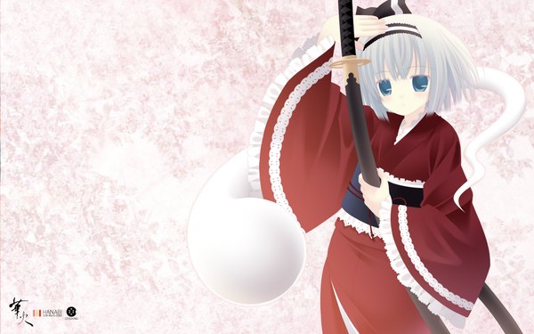 Anime picture 1920x1200 with touhou konpaku youmu myon kurasawa kyoushou highres wide image japanese clothes girl sword