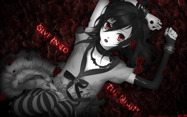 Аниме картинка 1920x1200 с vampire kisses raven (vk) kazuaki высокое разрешение чёрные волосы красные глаза широкое изображение готический девушка
