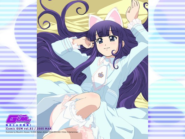Anime picture 1024x768 with tsukuyomi moon phase hazuki animal ears cat ears tagme