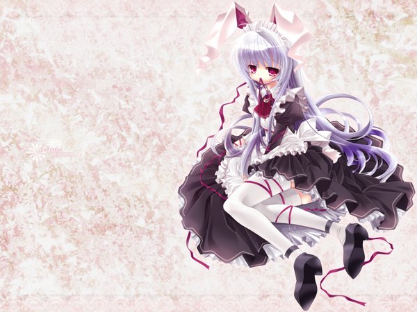 Anime picture 1600x1200 with touhou reisen udongein inaba capura lin hiiragi ryou bunny ears bunny girl girl thighhighs